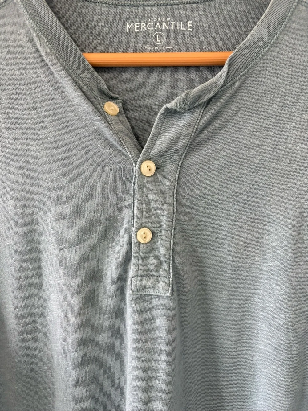 J.Crew Mercantile Blue Slub Cotton Henley Long Sleeve Shirt Size Large